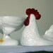 Vintage Westmoreland Standing Rooster - Candy Dish - Covered Dish - Marked - Milkglass - Milk Glass