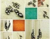 Exotic Ebony Czech Dagger Beaded Earrings - Classic Sterling Silver Dangles