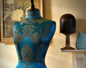 Striking Damask Corset Laced Mannequin Dressform Bust - Celia in Peacock