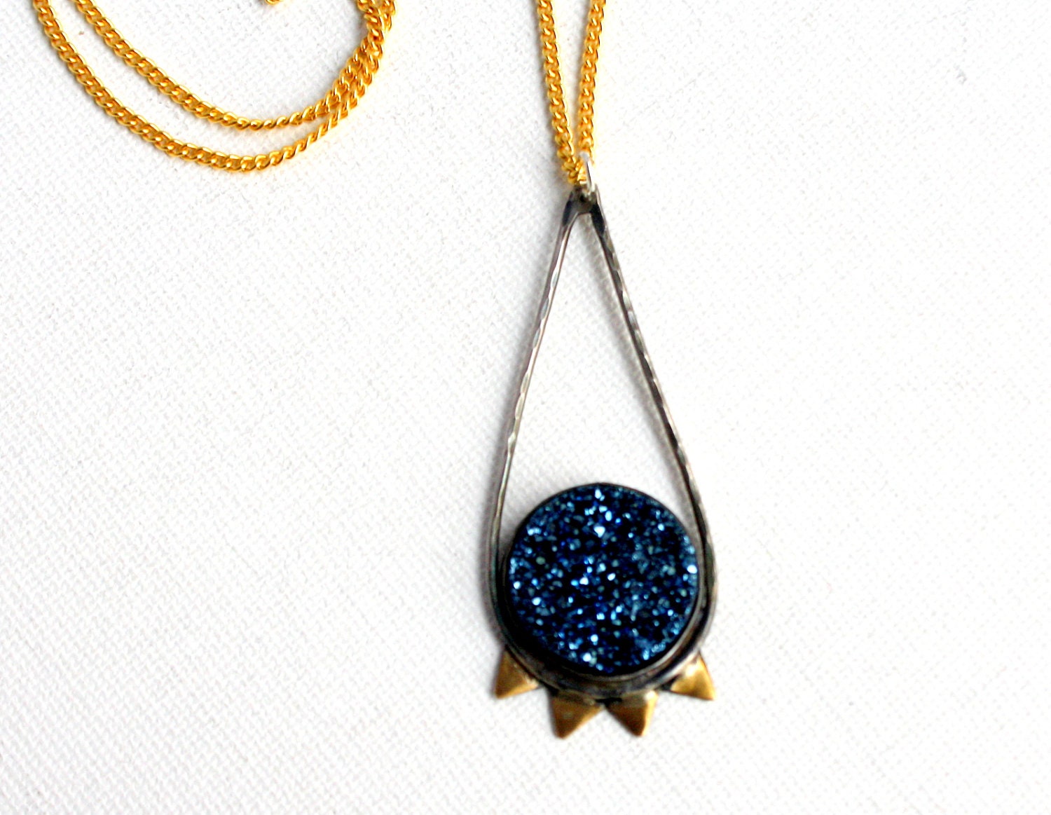 Long Blue Drusy Pendant - Where The Wild Jewels Are - Handmade by Rachel Pfeffer