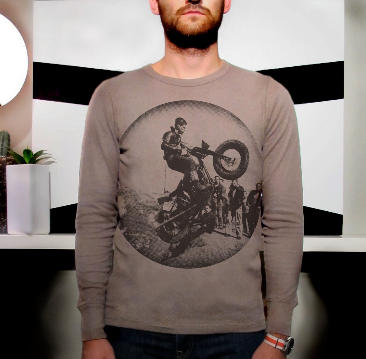Mens Long-Sleeve Thermal Shirt feat. Indian print - Available in 2 Colors