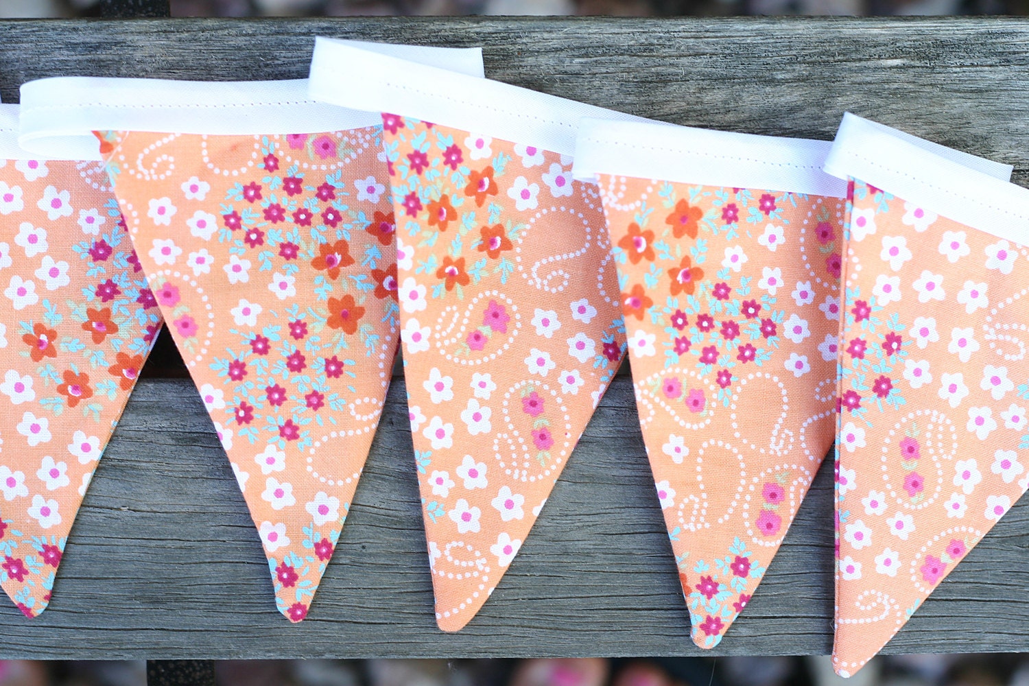 Fabric Bunting - Peach Floral
