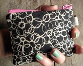 Coin Wallet Canvas Hand Printed Screenprint Original Design Bubblegum Pink Zipper