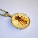 Bee Necklace in Silver - Honeybee Necklace - Bumblebee Necklace - Vintage Postage Stamp Necklace