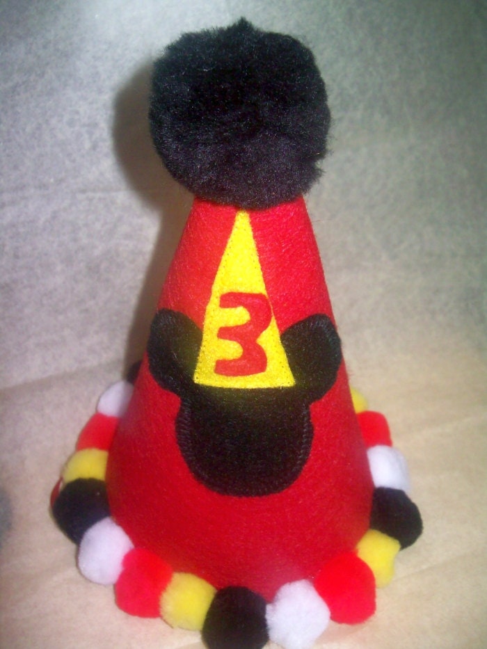 Mickey Mouse Birthday party hat - Mickeys party hat - 1st Birthday Hat- Mickey Minnie Birthday hat Il_570xn