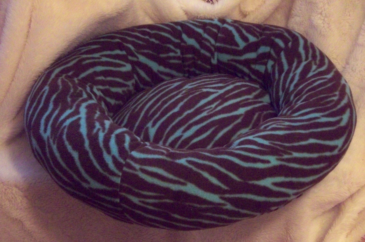 Zebra in Teal  Dog Bed