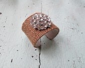 Burlap and Rhinestone Cuff Bracelet