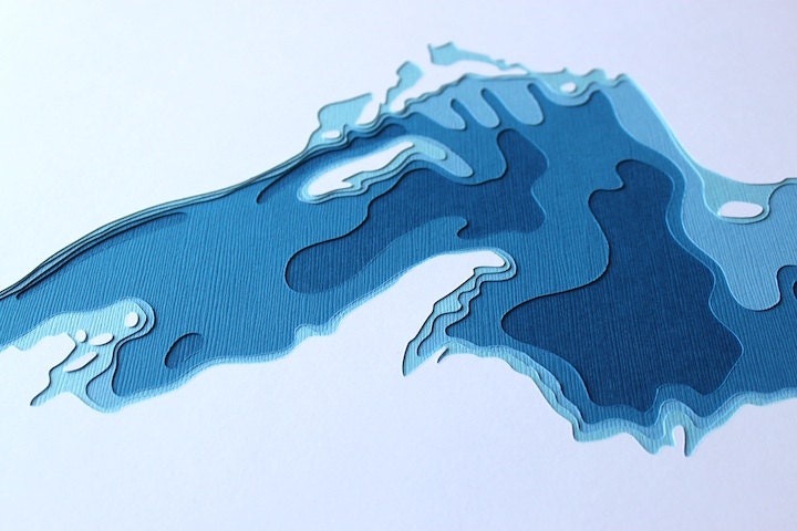 Lake Superior - original 10 x 12 papercut art