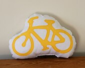 Plush Bike Pillow in White and Yellow--Customizable Colors