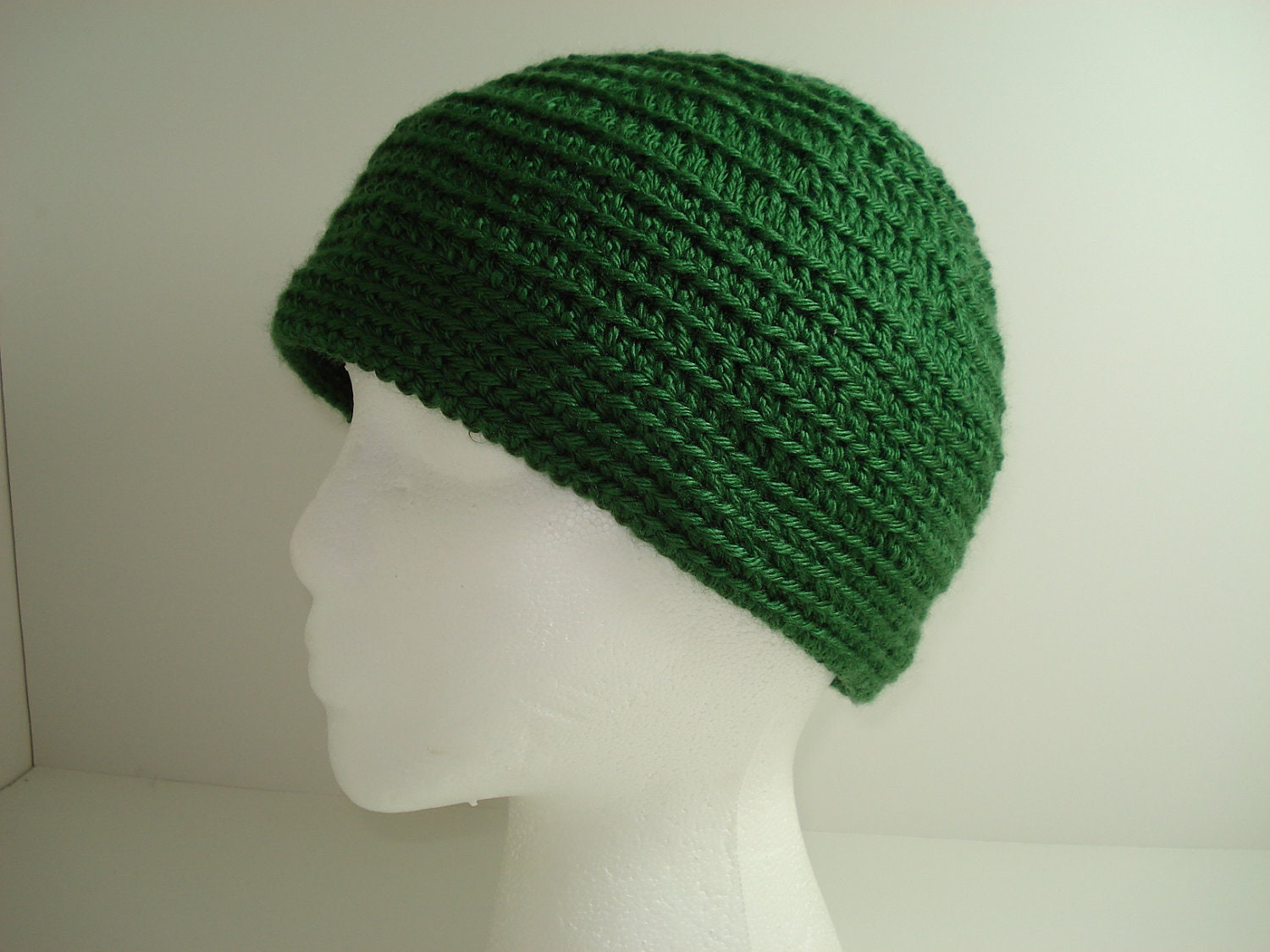 Simple Crocheted Beanie Hat - size M/L, Dark Moss Green - tonebelle Simple Crocheted Beanie Hat - size M/L, Dark Moss Green - tonebelle