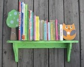 Woodland Owl Bookshelf - Wall Mounted - Pottery Barn Kids Inspired - Hand-Painted Natural Wood
