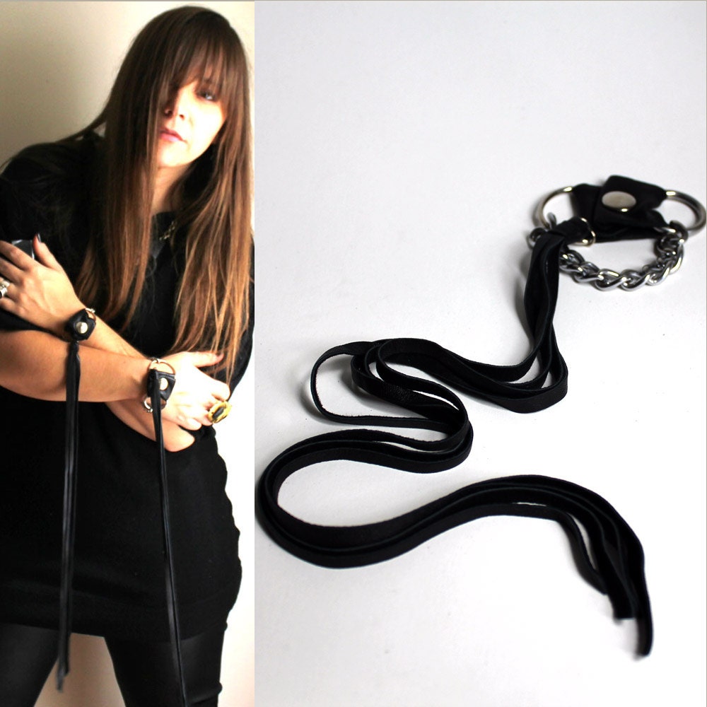 Leather Fringe & Chain Sandy Bracelet