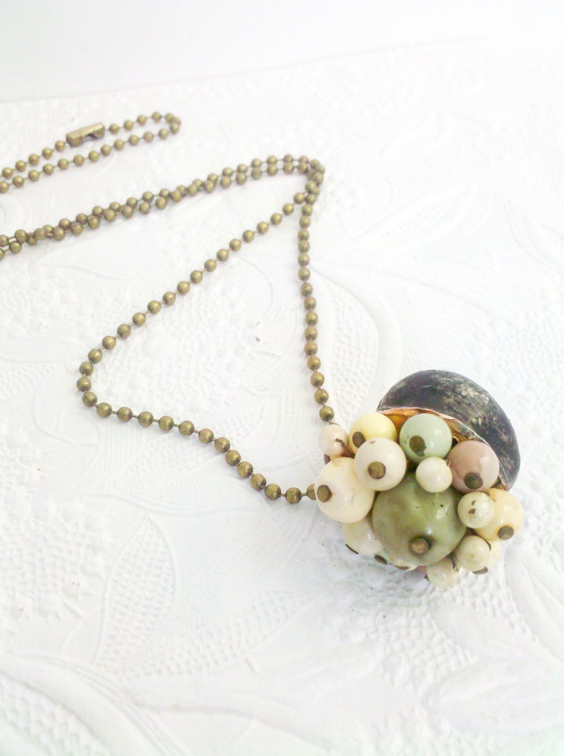 Soldered Bauble Angel Necklace, Vintage Assemblage Pendant, Pastel Beaded Pendant, Shabby Chic Necklace, Gift for Bridesmaids, Angel Cha