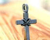 Pewter wrapped cross charm or pendant