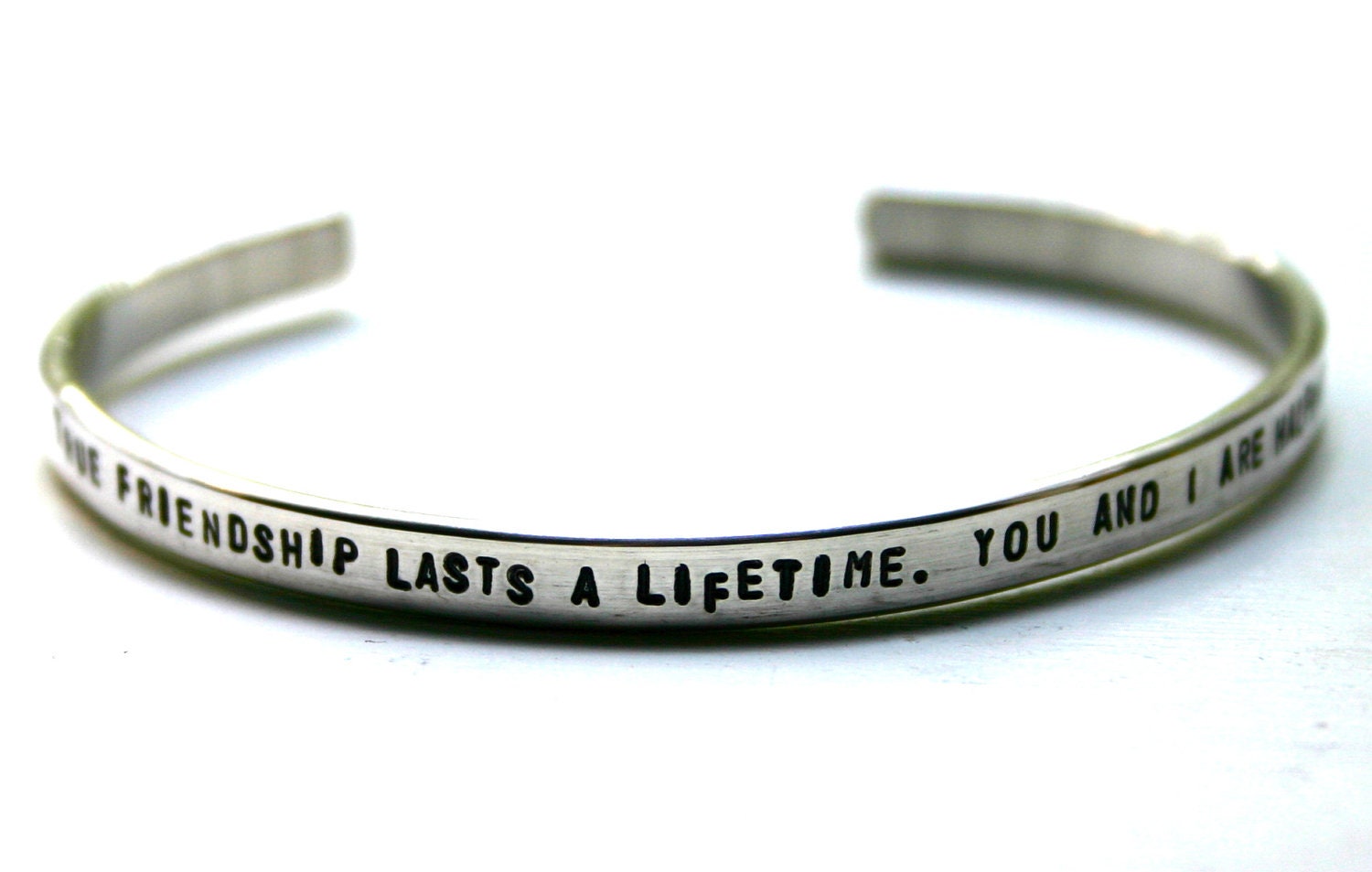 Sterling silver hand stamped cuff - personalized bracelet - true friendship