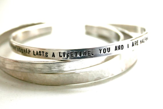 Sterling silver hand stamped cuff - personalized bracelet - true friendship