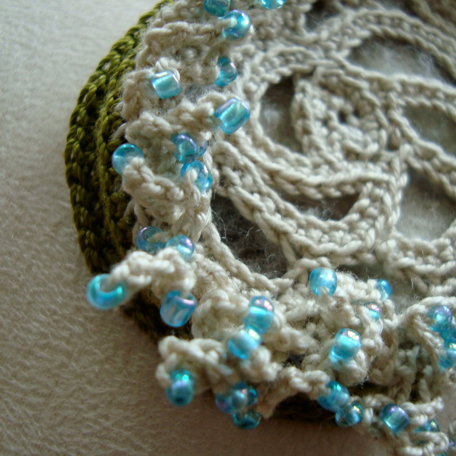 Medusa freeform crochet brooch