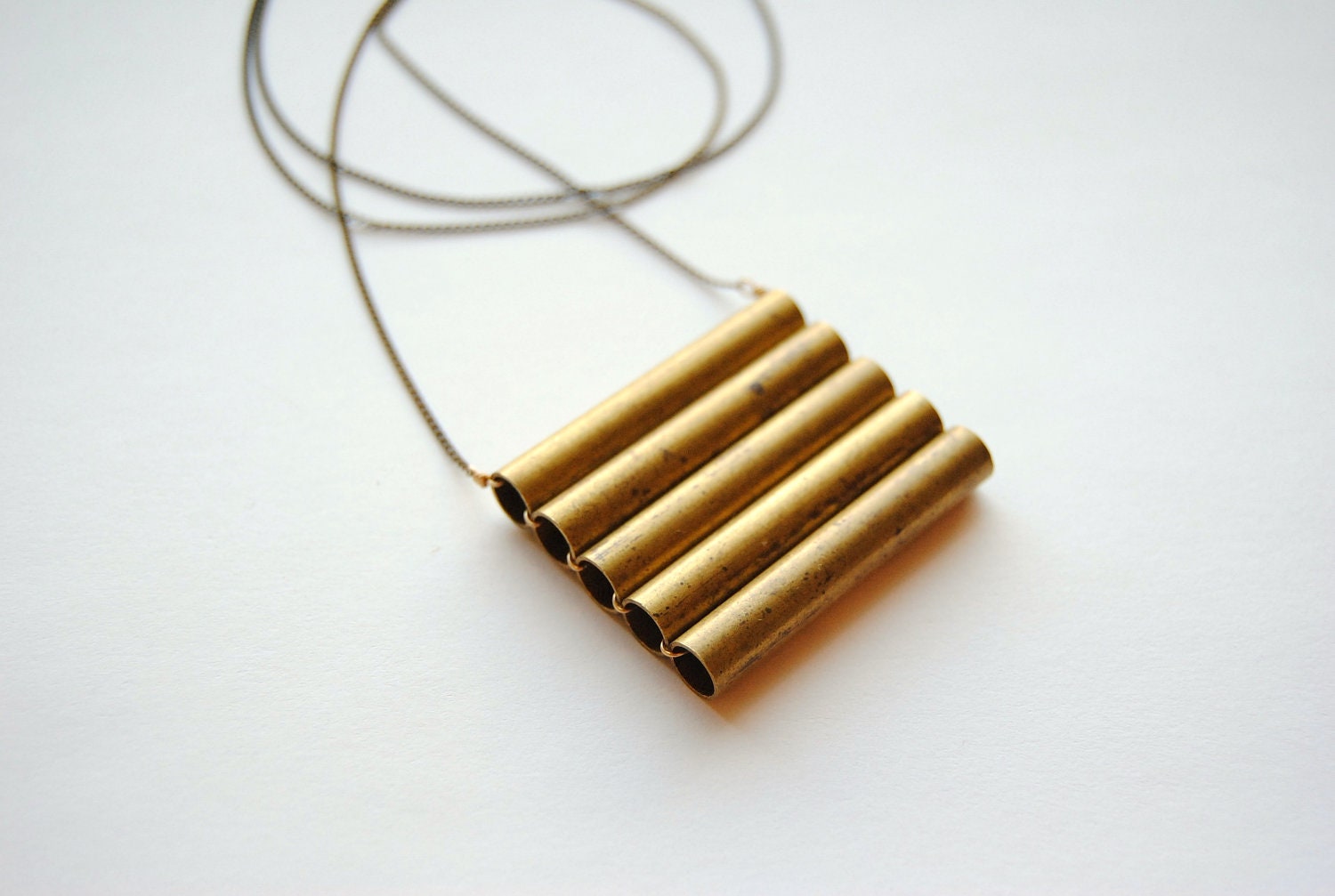 Brass Shield Statement Necklace - Handmade Jewelry - Free Shipping in the US - Summer Fashion