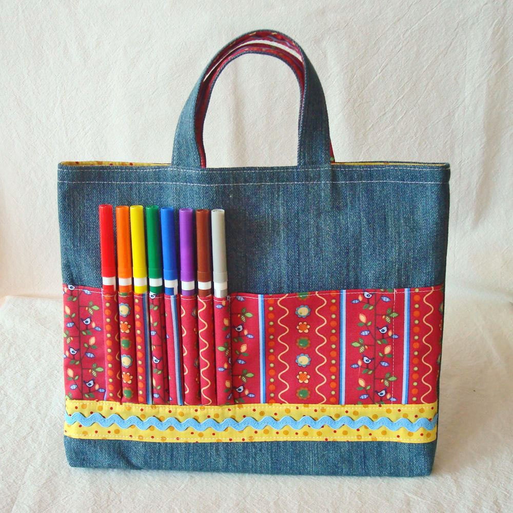 ARTOTE Coloring Bag Crayon Bag Crayon Tote Art Tote in Bird in the Hand