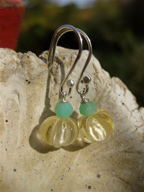 Carved Citrine Round with Chalcedony