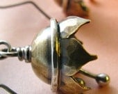 Musical Earrings - Lotus Flower Bell Earrings - Mixed Metal Dangle Earrings - Music Jewelry - Mixed Metal Artisan jewelry