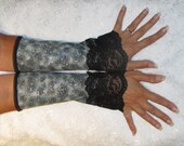 SparKle Armwarmers Black and Silver, Gray, Lace, Steampunk, Gauntlet,  Arm Warmers