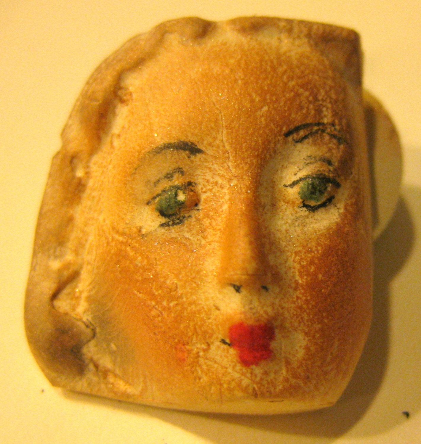 painted clay goddess  face jewelry craft supplies  handmade cabochon  doll jewelry supply