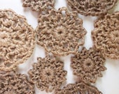 handmade jute crochet lacy mum applique set of 9