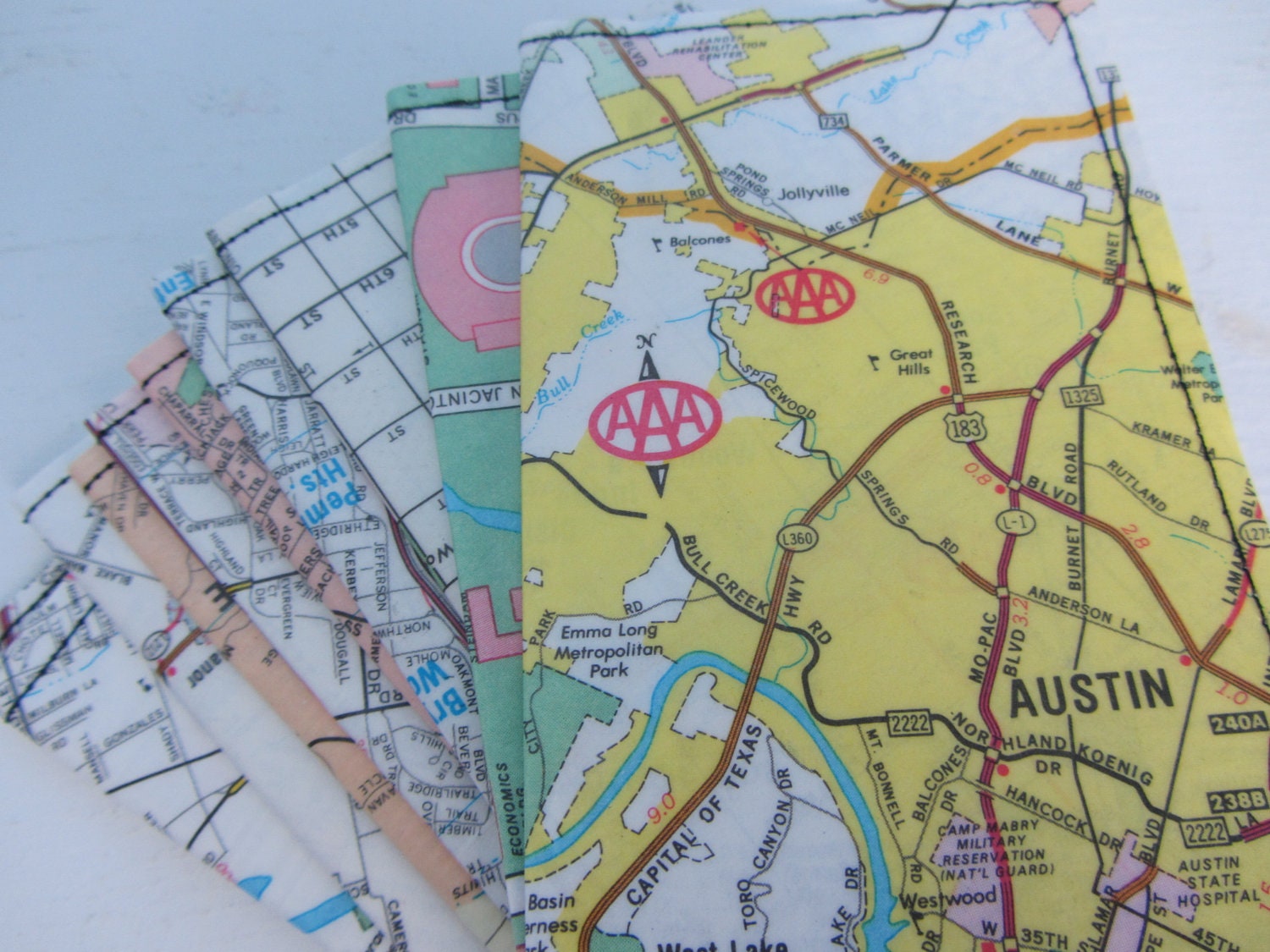 Slim Wallet- Vintage Austin Texas map- Choose 1