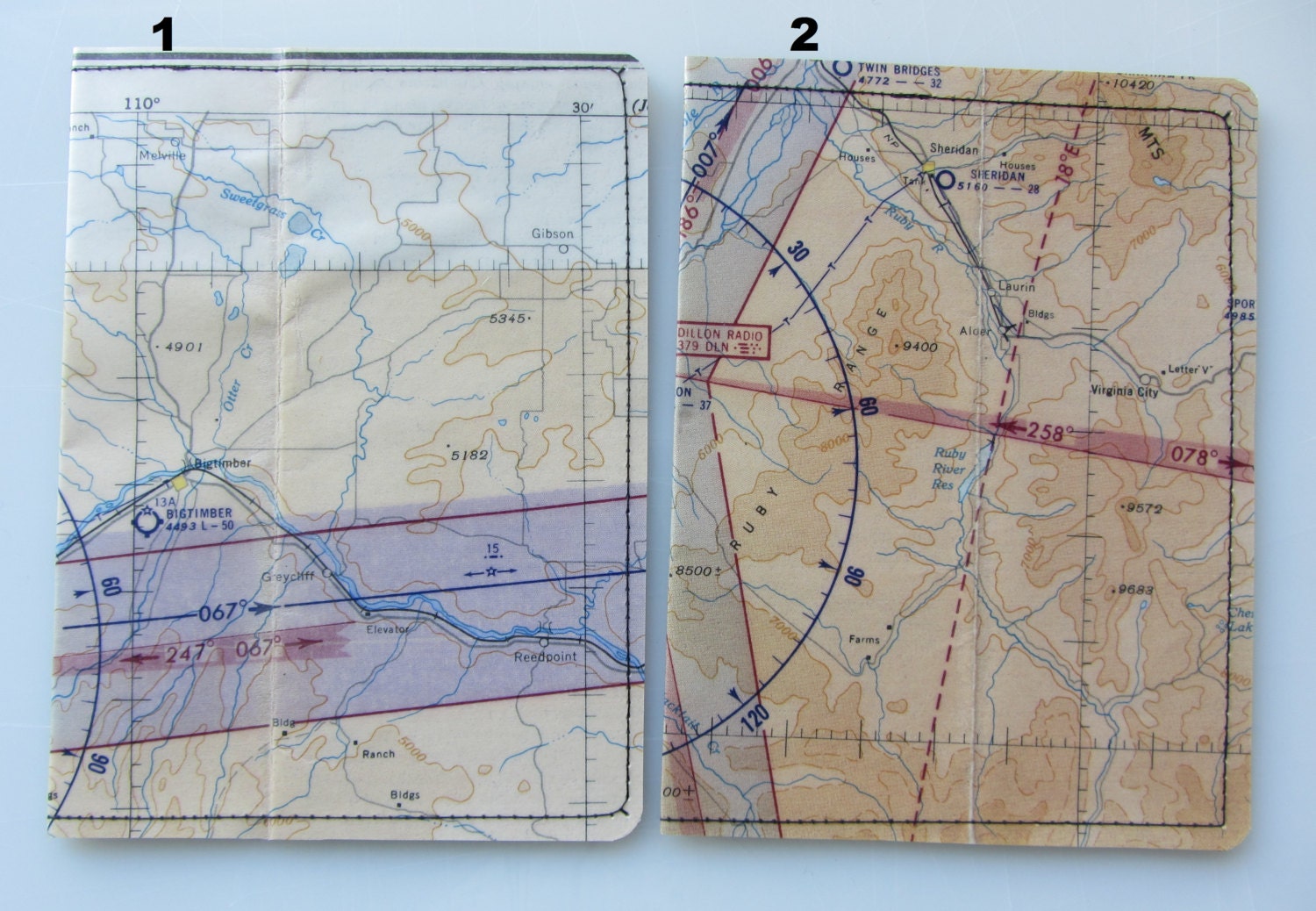 Passport Holder- Vintage Aeronautical Map of Montana- choose 1