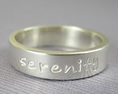 Serenity Courage Wisdom  inscription on handcrafted Sterling Silver ring - 5mm wide