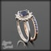 10% Off - Was 2174.10 - Blue Sapphire and Diamond Flower Engagement Ring with Blue Sapphire Rose Gold Wedding Band - LS1466