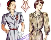 Vintage 1940s Classic Dress Pattern with Embroidery Motif- Simplicity 2081 - Bust 32 - Size 14