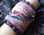 Violet Felted Beaded Ruffled Cuff