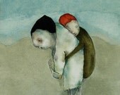 Large art print figure portrait art 13 x 19. "Over the Rough Spots"