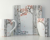 Aspen Forest - 3 Piece Personalized Anniversary Collection - Large Mugs and Sharing Plate