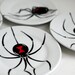 Black Widow Spider Plates--Set of 4 Hand Painted Halloween Appetizer Plates