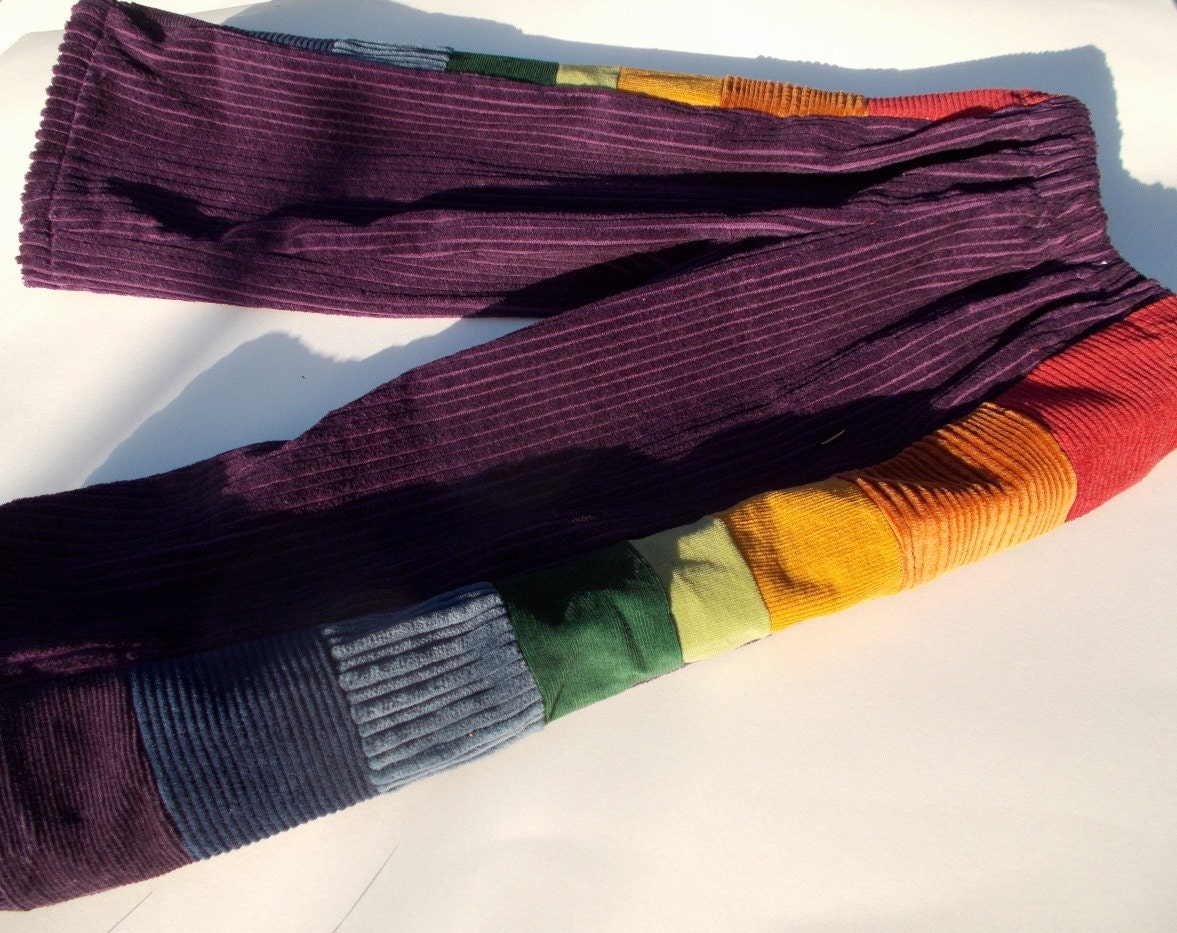 Pants for Boys or Girls...baby toddler...  Purple rainbow patchwork and corduroy 6 months, 12 months, 18 months, 2T, 3T, 4T, 5, 6, 7, 8