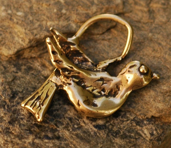 Rustic Gold Bronze Bird Charm