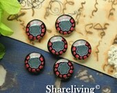 10pcs 12mm Handmade Photo Glass Cabs Cabochons ( Rose )   -- BCH208K