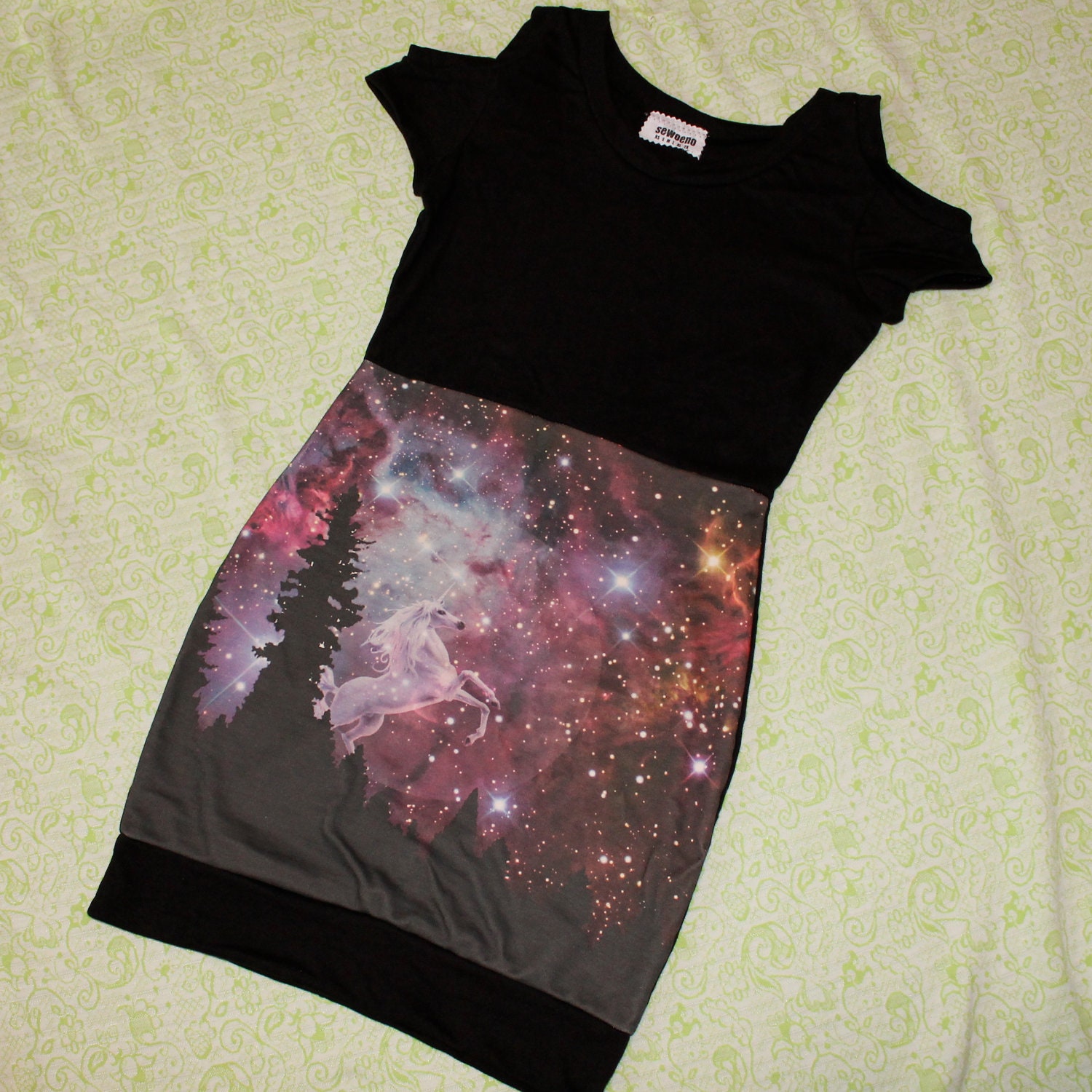 unicorn galaxy cut out sleeve dress