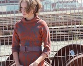 SAMPLE SALE Fall 2012: Heartburst Hi Neck Tunic with Sleeves Orange/Dark Gray Small