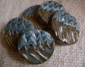 Ceramic Pottery Buttons Blue Brown