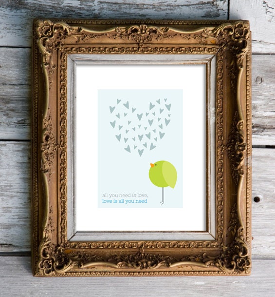 The Beatles Inspired "All You Need is Love"  - nursery art print