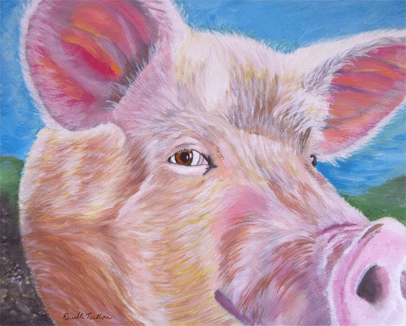 Pig Original Oil Painting    A Fine Swine 8 x 10 inches