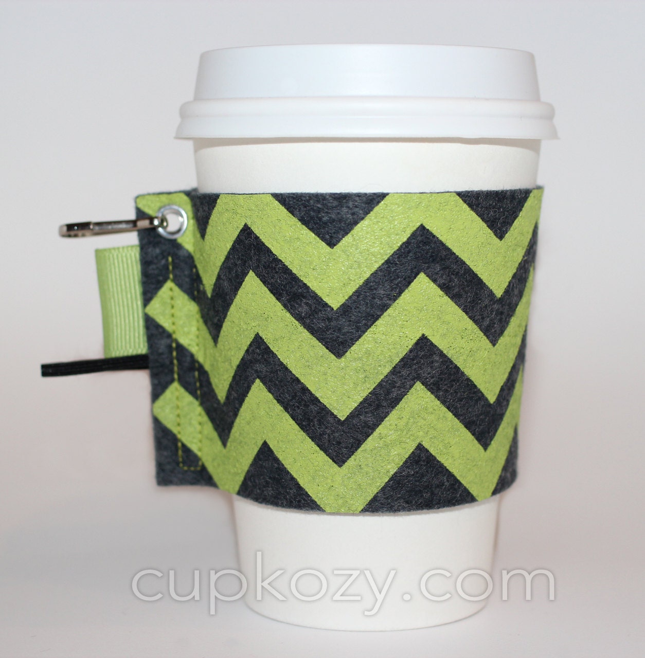 CupKozy - NEW - Grey and Green Chevron