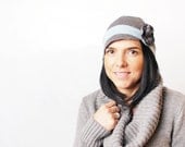 Bluebell hat. Dark grey and baby blue comfy hat. Women accessories