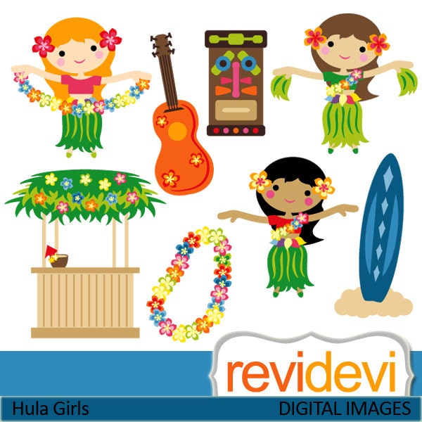 Hula Girls 07432.. Commercial use graphic cliparts