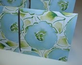 Mini Cards 16 Floral Blue Green  - blank for thank you notes