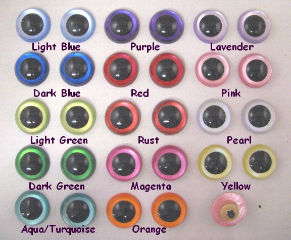 14 pair 8mm IRIDESCENT Plastic Safety Eyes with washers